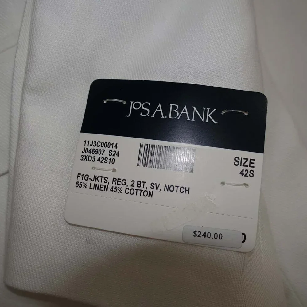 Jos. A. Bank Men's Slim Fit Suit Separate Jacket Size 42 Short NWT Linen Cotton